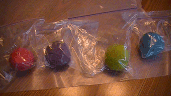 Play Dough Stored in plastic baggies